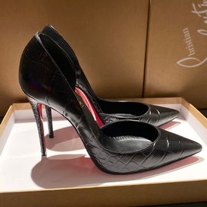 Louboutin Iriza Black Calf Leather Stilettos